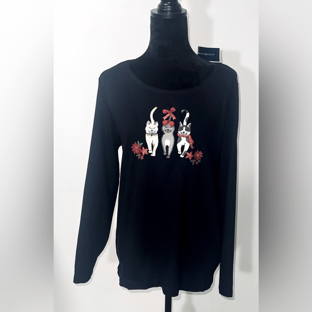 NWT Karen Scott Christmas Long Sleeve Shirt
